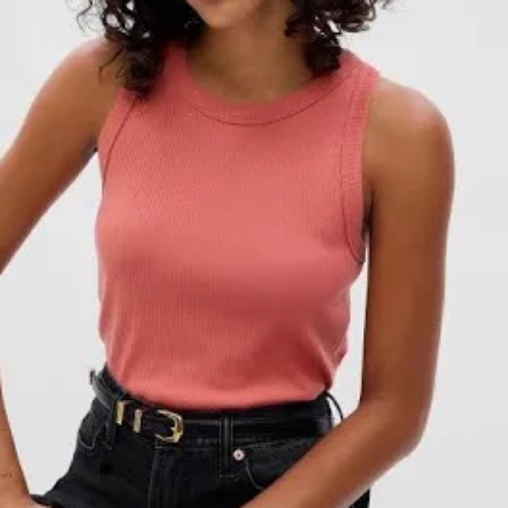 GAP Factory High Neck Ribbed Tank Magenta